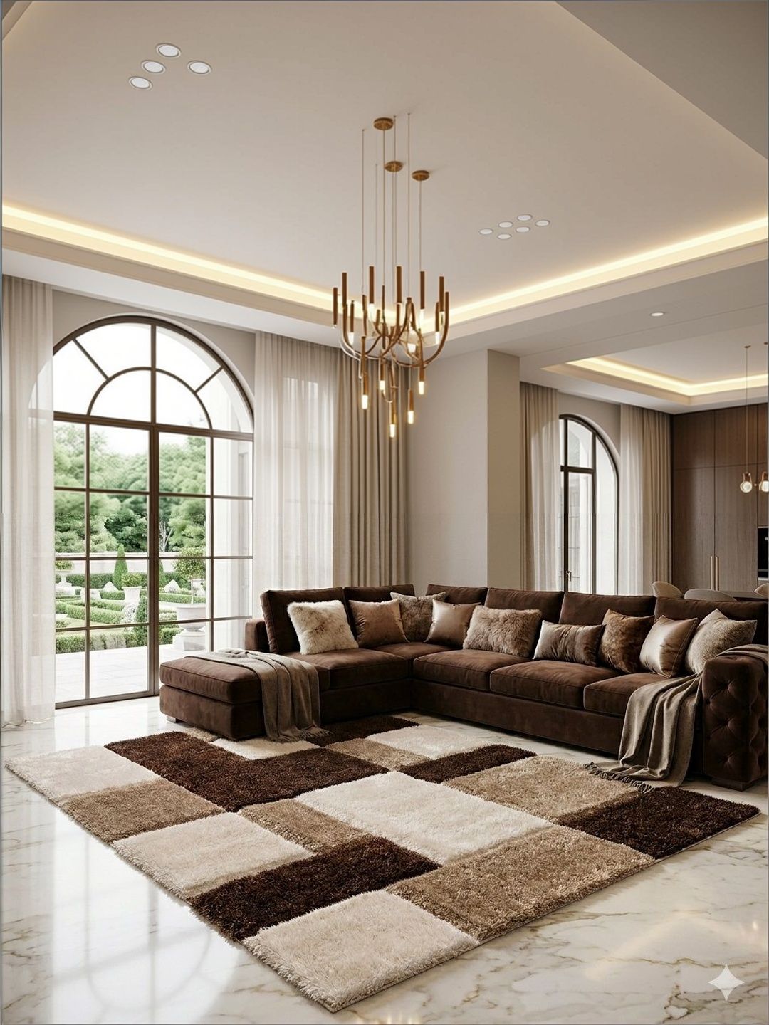 KAYNAT CARPET Brown Geometric Anti-Skid Polyester Carpet-picture-10