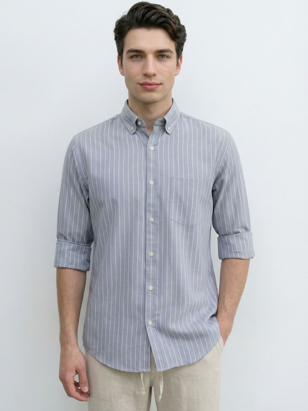 Mast & Harbour Men Classic Striped Casual Shirt