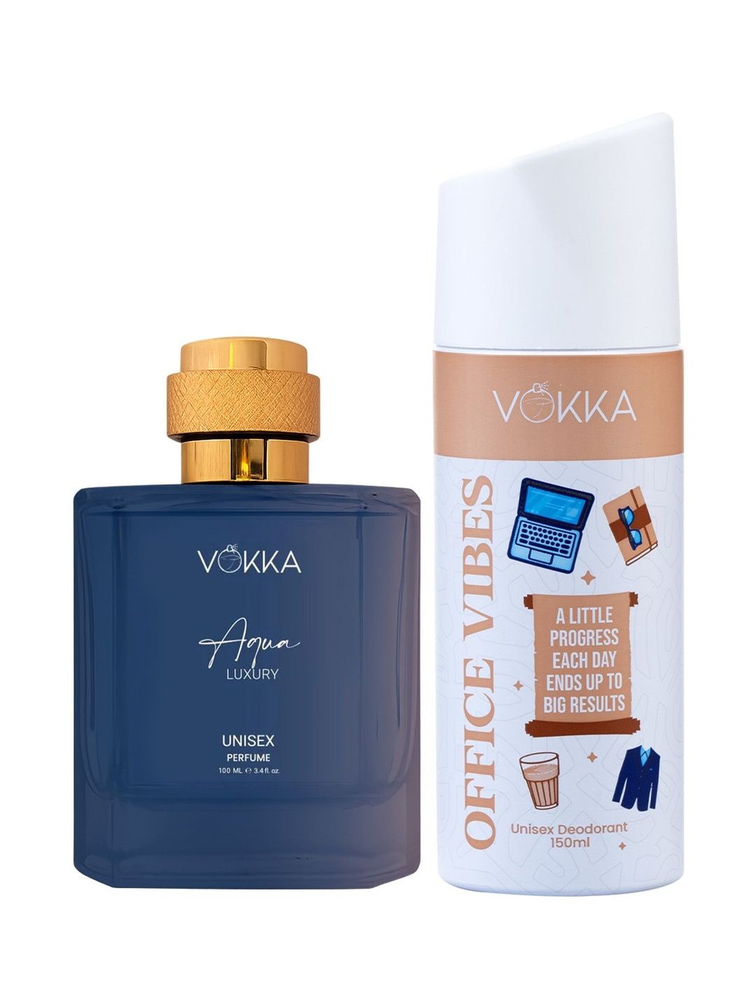 VOKKA Set Of 2 Aqua Perfume - 100 ml & Office Vibes Deodorant - 150 ml-picture-13