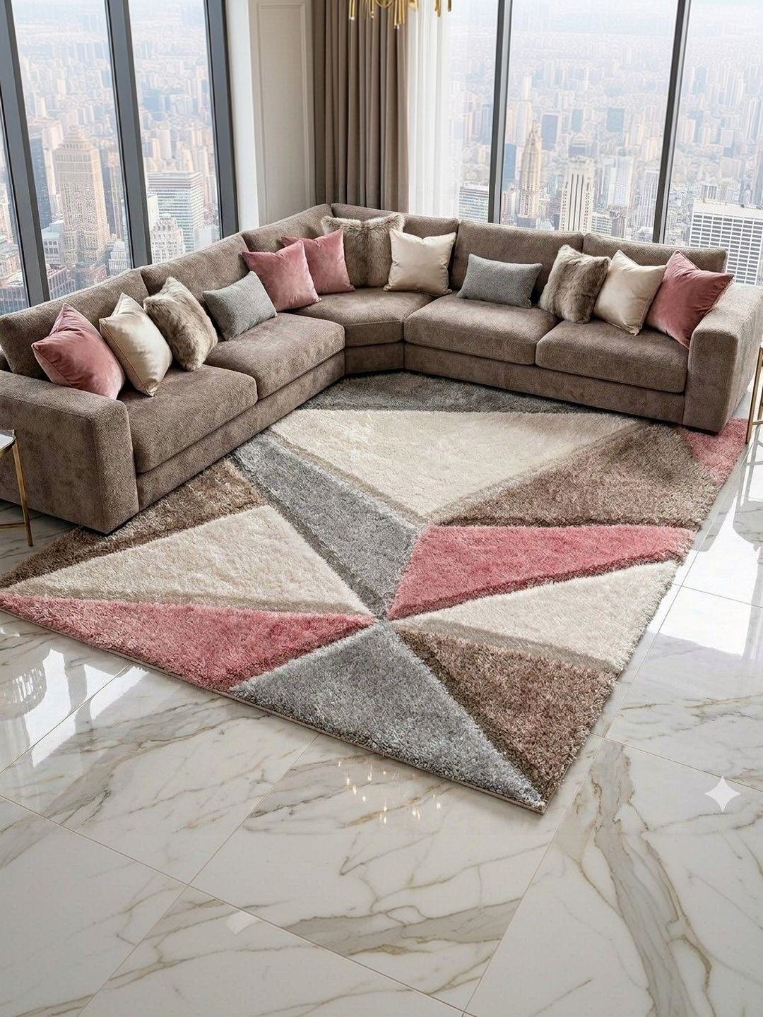 KAYNAT CARPET Multicoloured Geometric Anti-Skid Polyester Carpet-picture-31