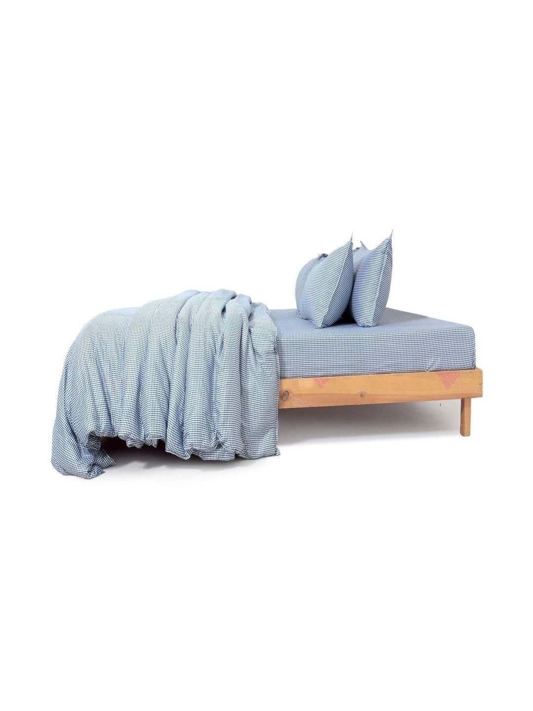 Zarf Blue & Cream-Coloured Checked AC Room 400 GSM Comforter-image-27
