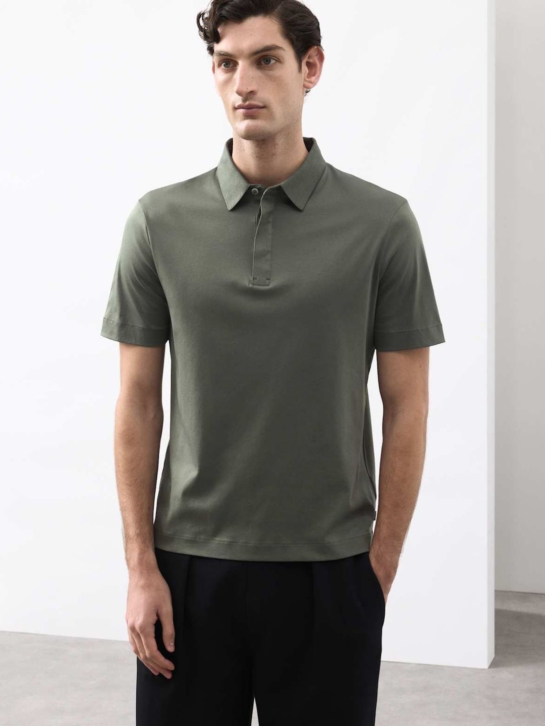 Marks & Spencer Solid Green Cotton Men Regular Fit Polo T-Shirt-picture-23