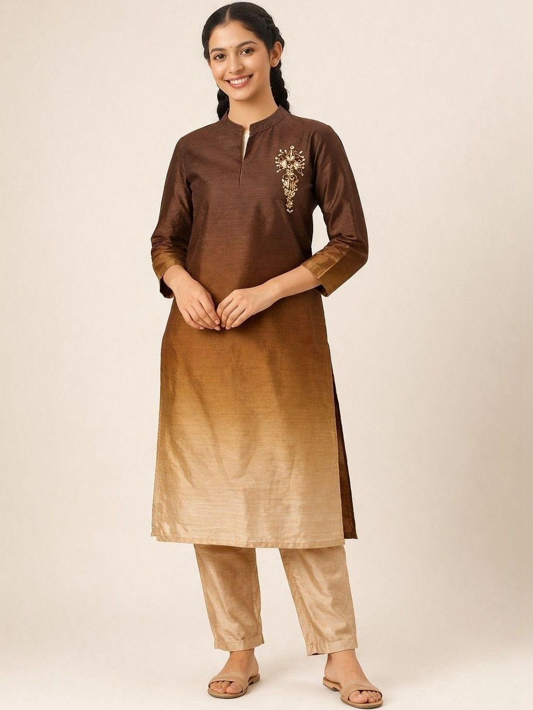 Chandbaali Women Floral Embroidered Regular Kurta with Palazzos-picture-14