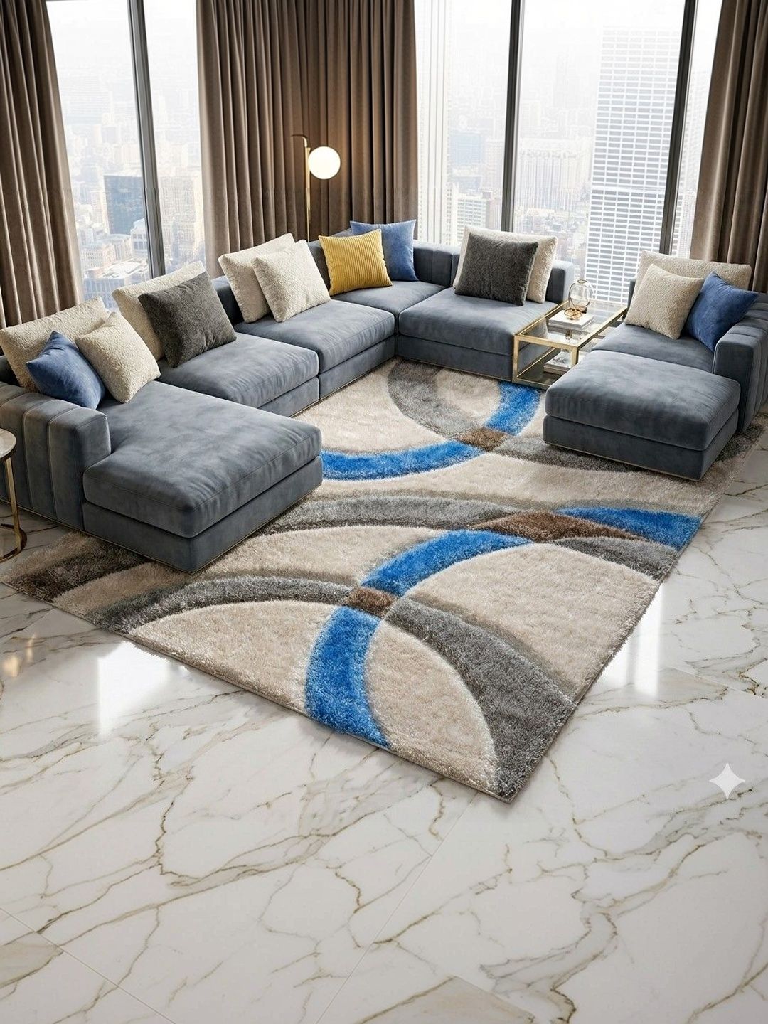 KAYNAT CARPET Multicoloured Geometric Anti-Skid Polyester Carpet-picture-28