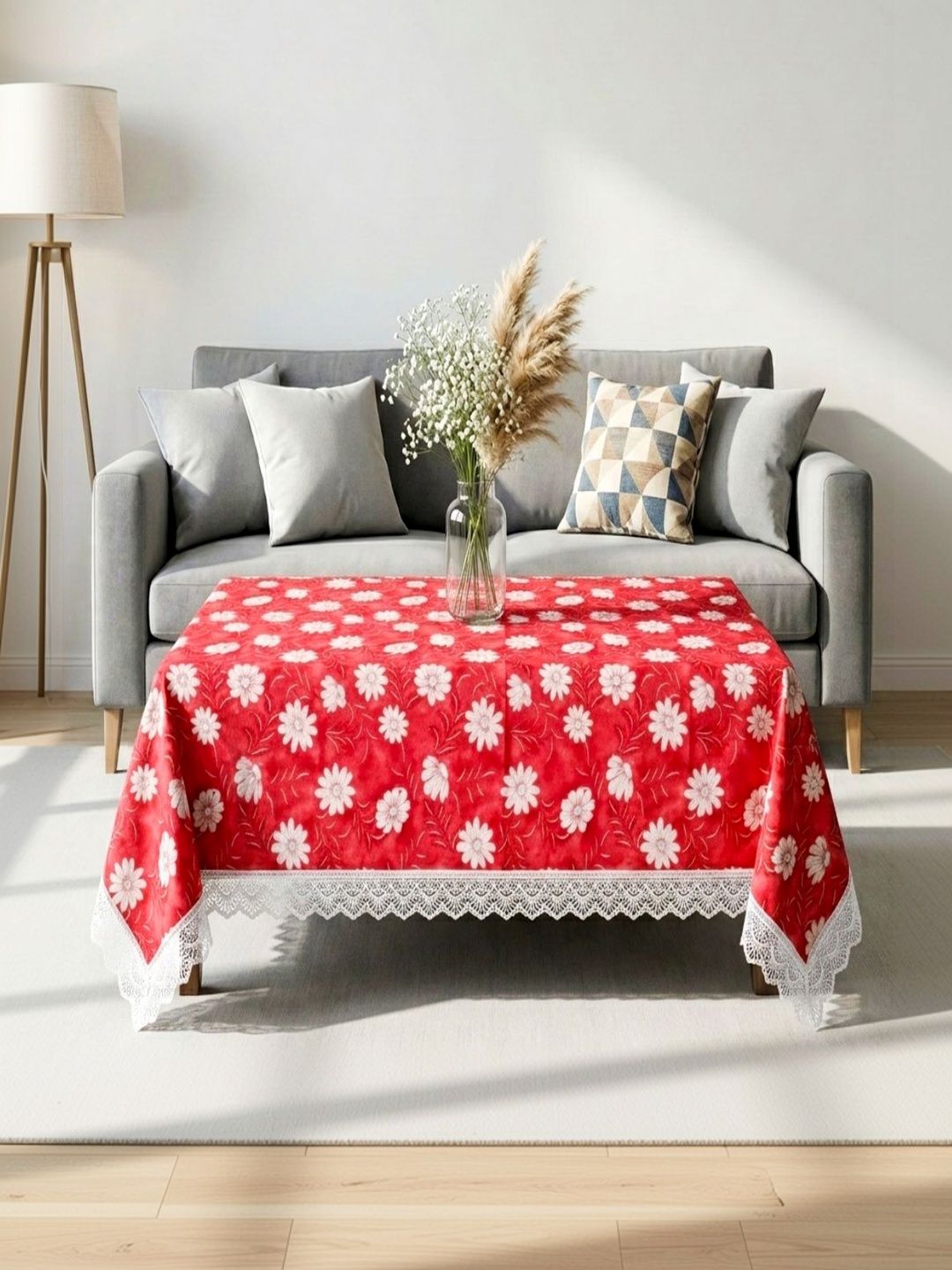 vstucart Maroon Floral Waterproof 4-Seater Table Cover-picture-40