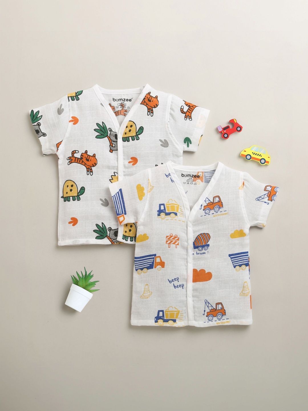 BUMZEE Boys Pack of 2 Printed Cotton Jhabla-image-31