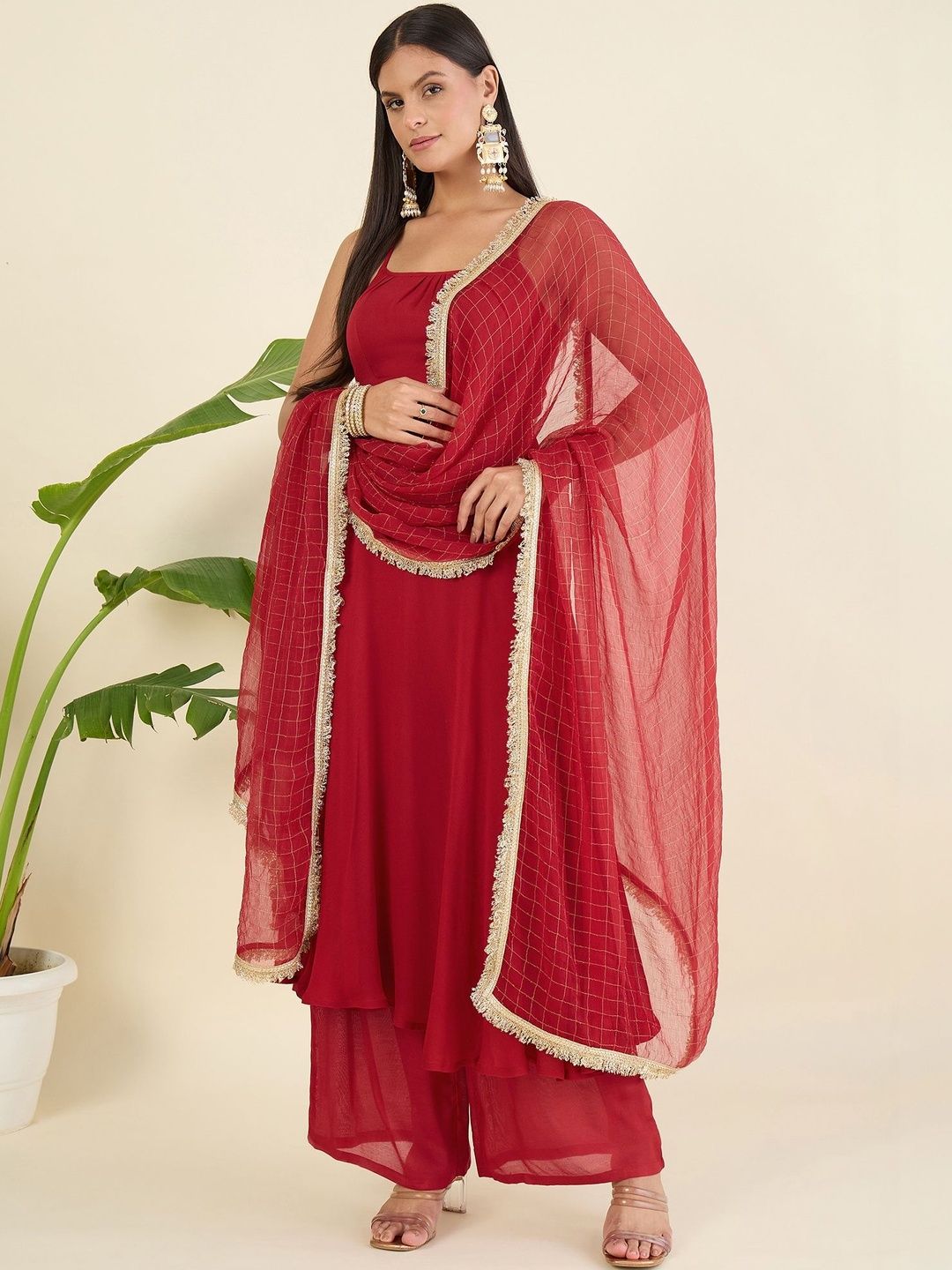 Aritri Women Regular Thread Work Kurta with Palazzos & With Dupatta