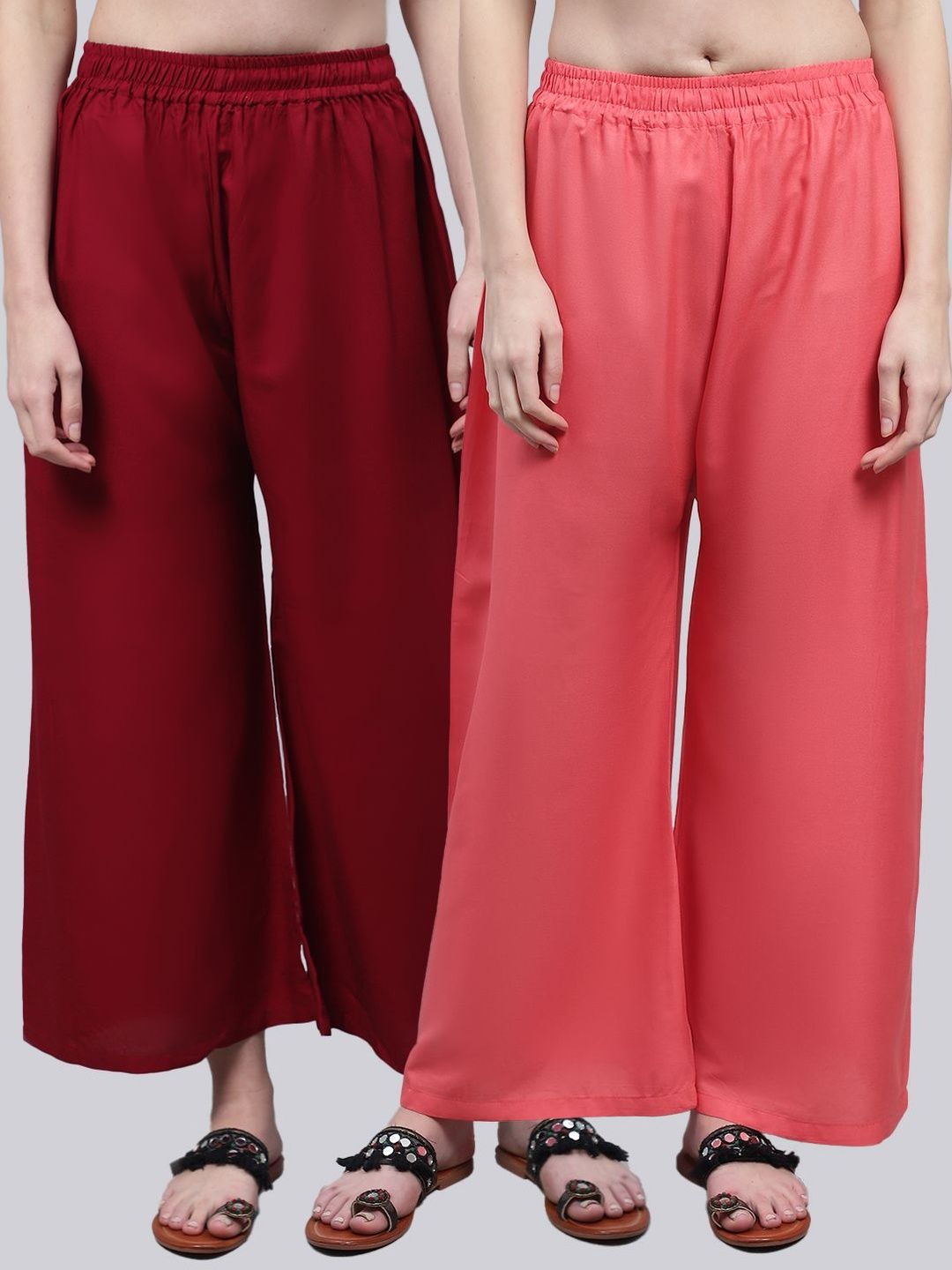 KALINI Women 2 Flared Ethnic Palazzos-picture-40