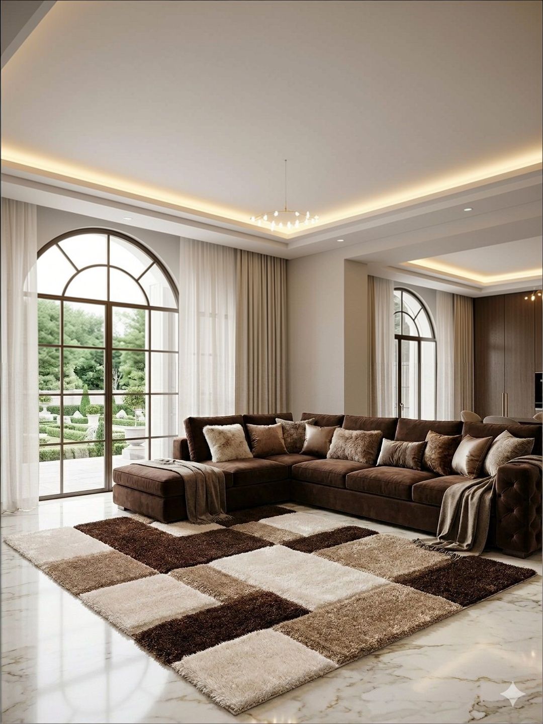 KAYNAT CARPET Brown Geometric Anti-Skid Polyester Carpet-picture-49