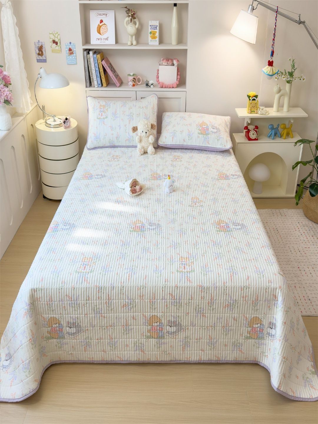 JC HOME White 140 TC Double King Bedcover With 2 Pillow Covers-image-48