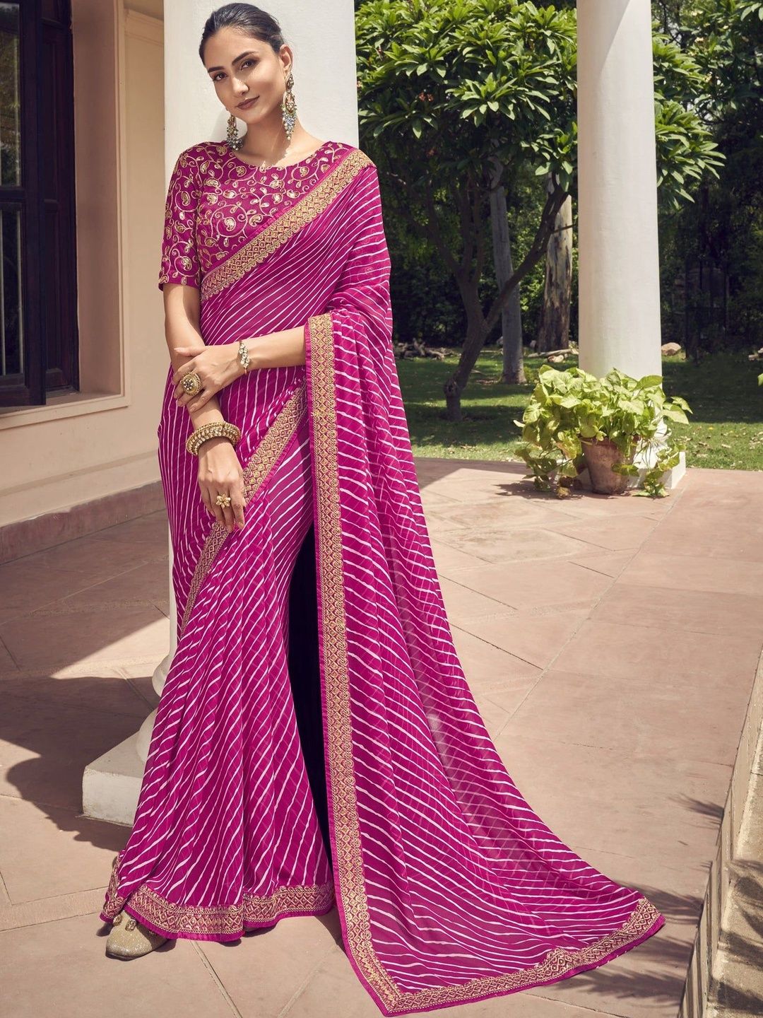 KALINI Leheriya Pure Georgette Fusion Leheriya Saree-picture-40