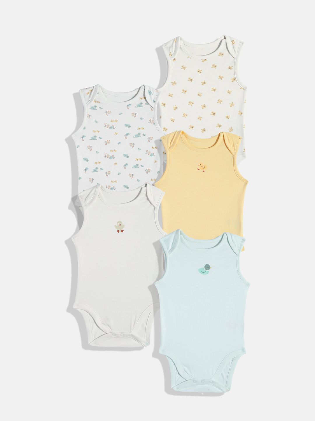 mothercare Kids Unisex Pack Of 5 Pure Cotton Bodysuit-picture-37