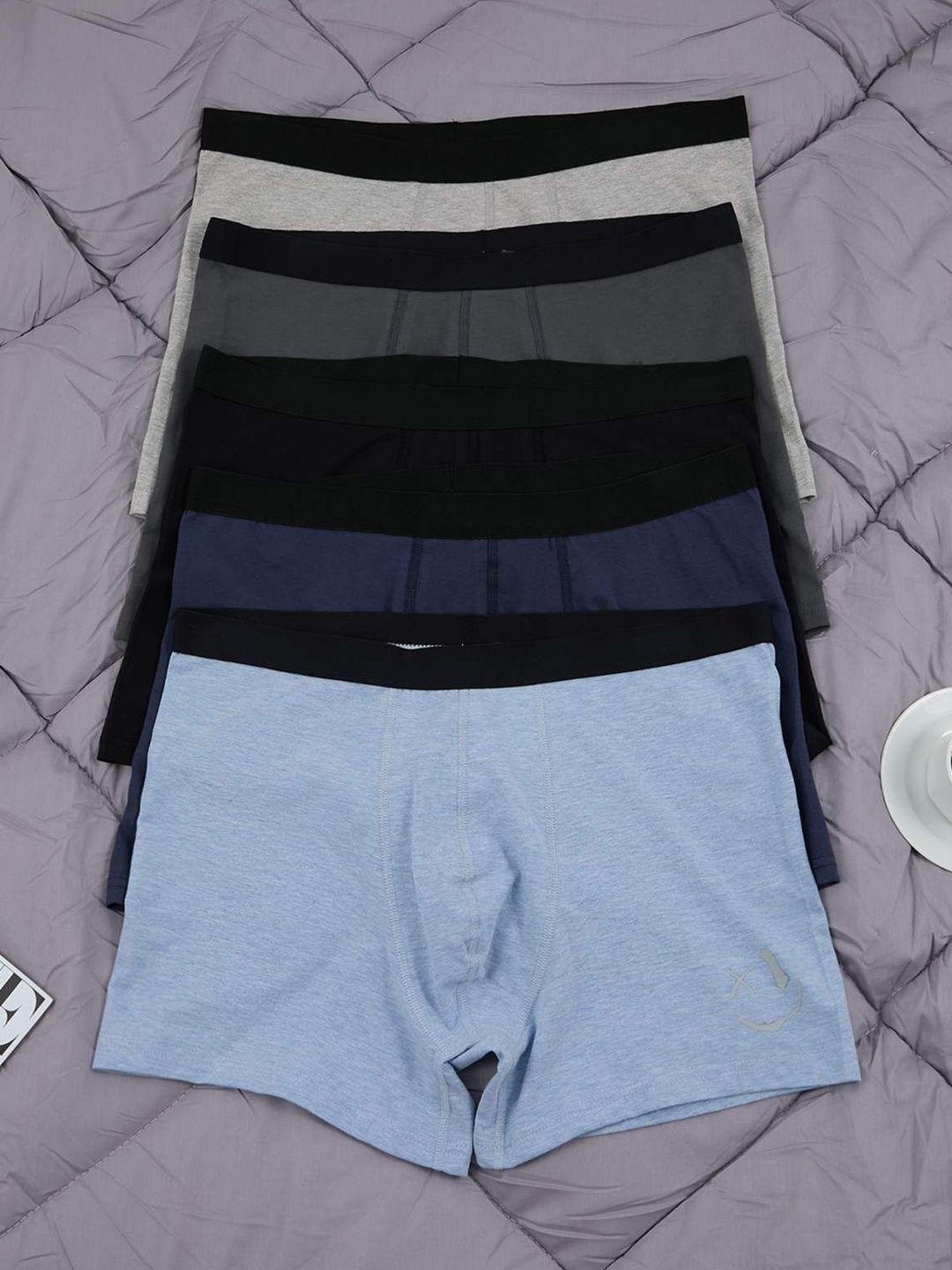 Trendyol Pack of 5 Cotton Solid Trunks-picture-4