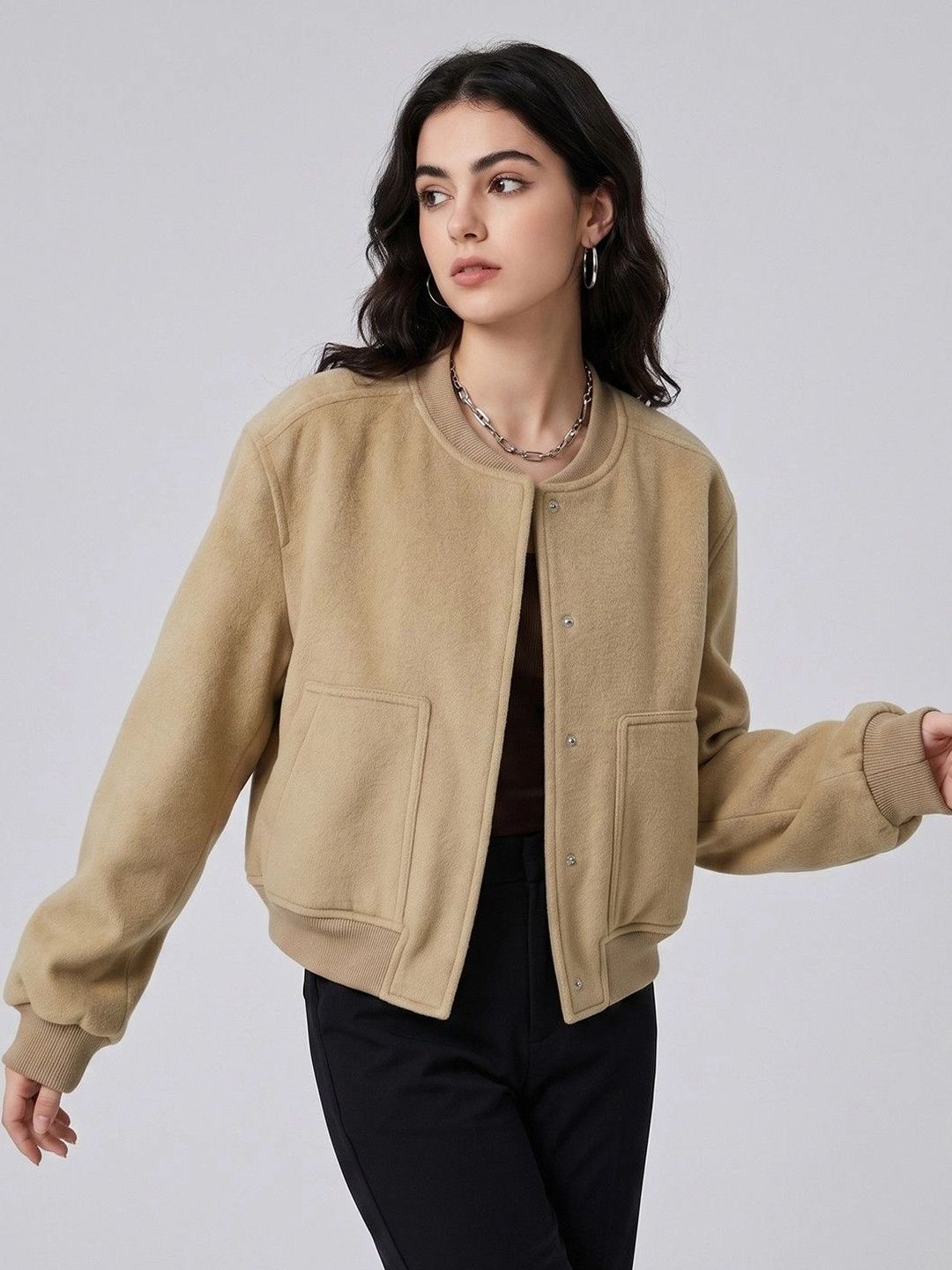 Suo Women Crop Bomber Jacket-picture-35