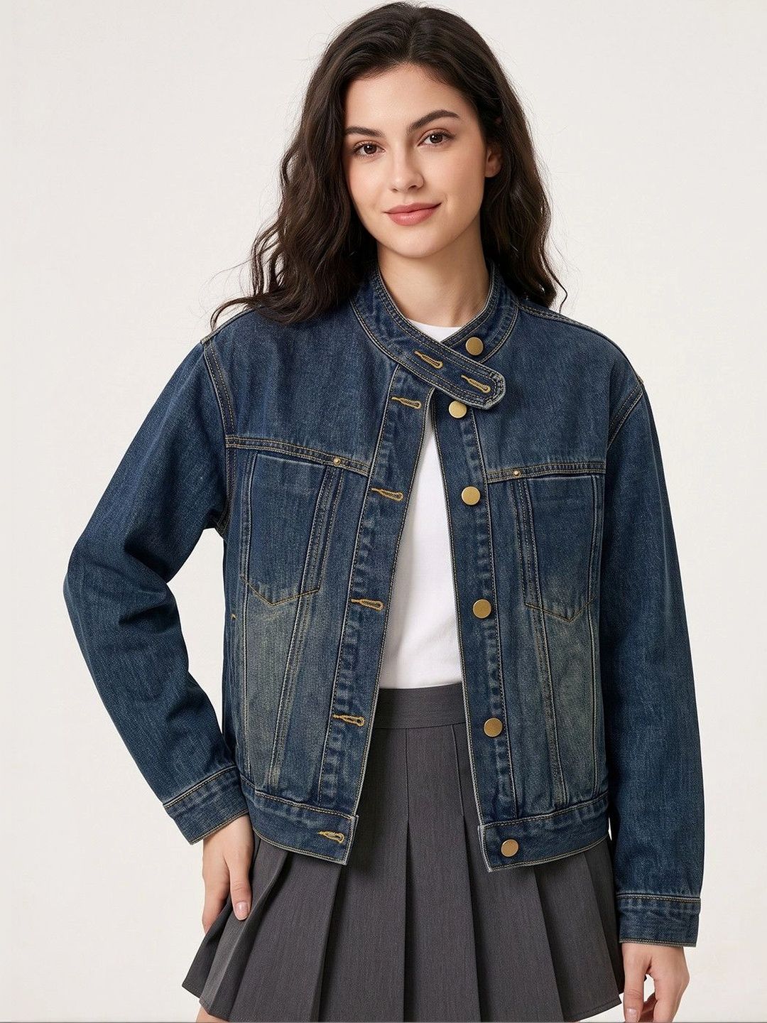 Suo Women Washed Denim Jacket-image-6