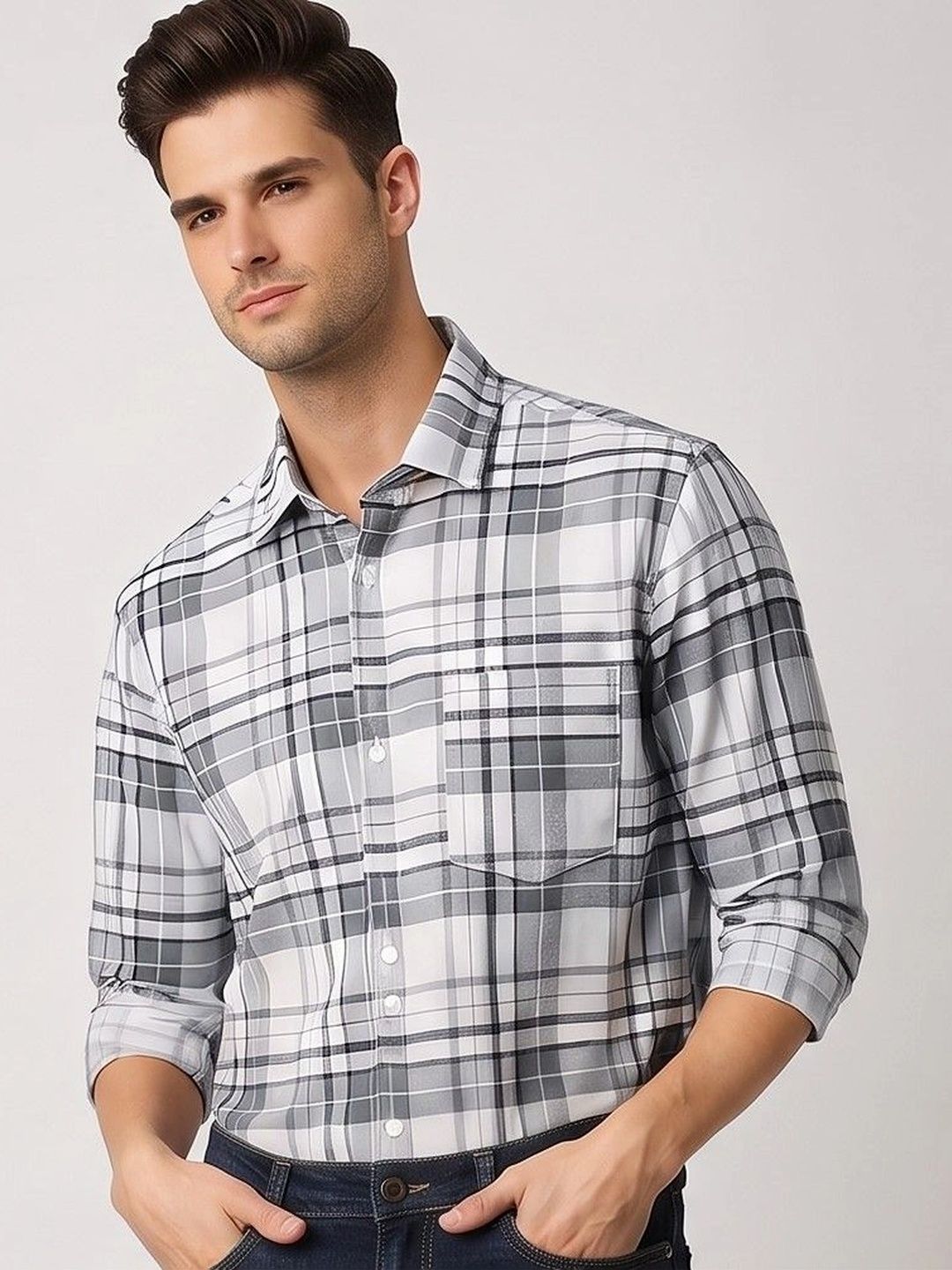 Mihit Men Classic Tartan Checks Checked Casual Shirt-picture-15