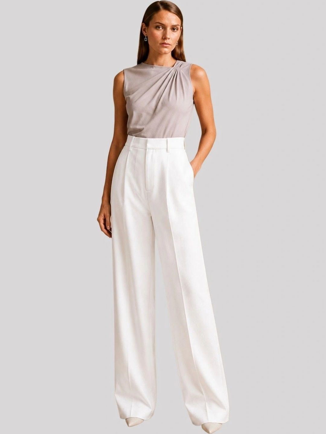 FNOCKS Women Loose Fit Pleated Trousers-image-11