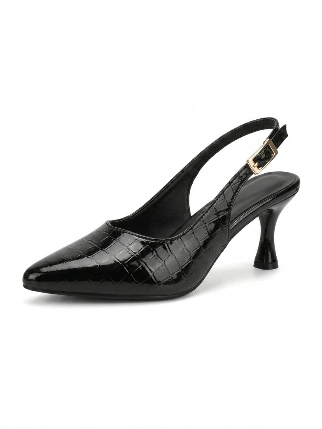 Baespice Textured Party Slim Heeled Pumps with Buckles-picture-14