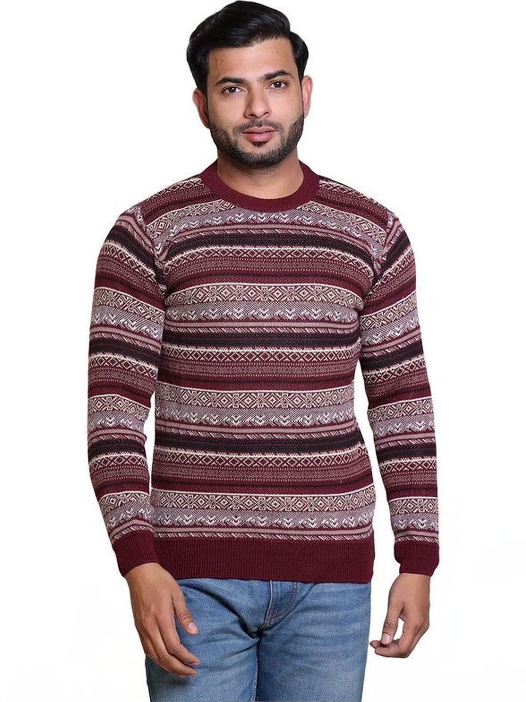 Grand Line Men Fair Isle Striped Pullover-picture-13