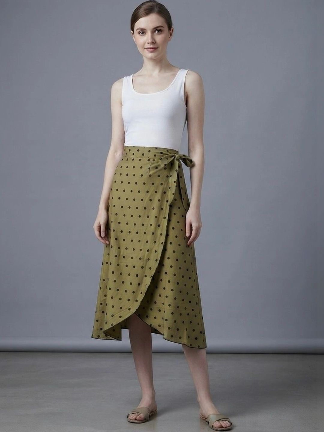 BODYFIGURE Women Crepe Midi Wrap Skirt-picture-46