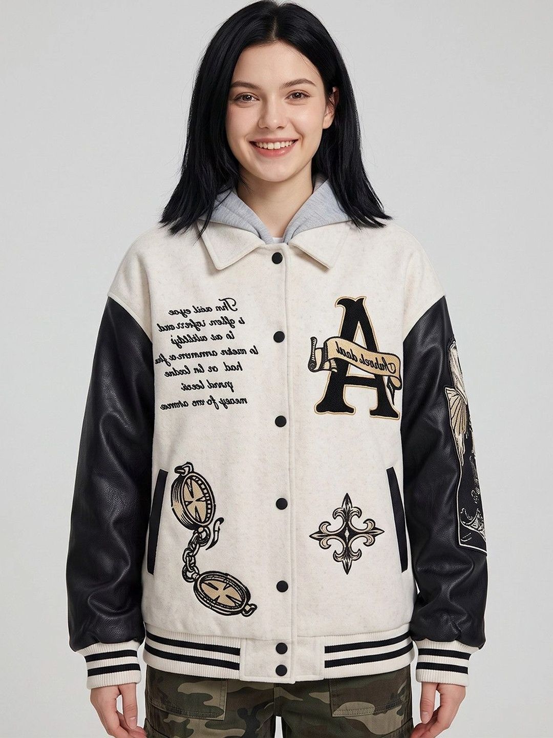 Suo Women Varsity Jacket with Embroidered-picture-29