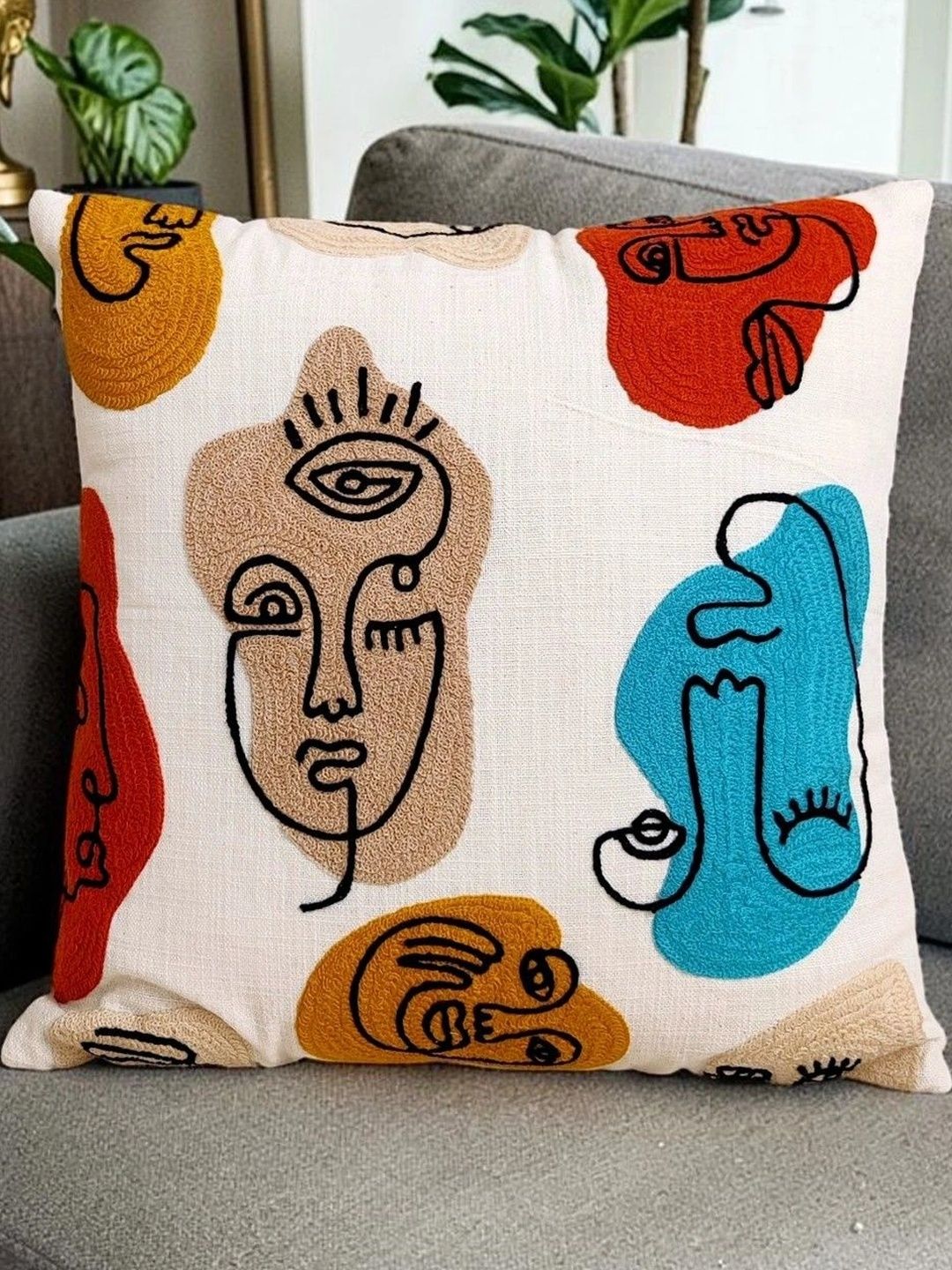 JAYPOSA Multicoloured Abstract Square Cushion Covers-image-14