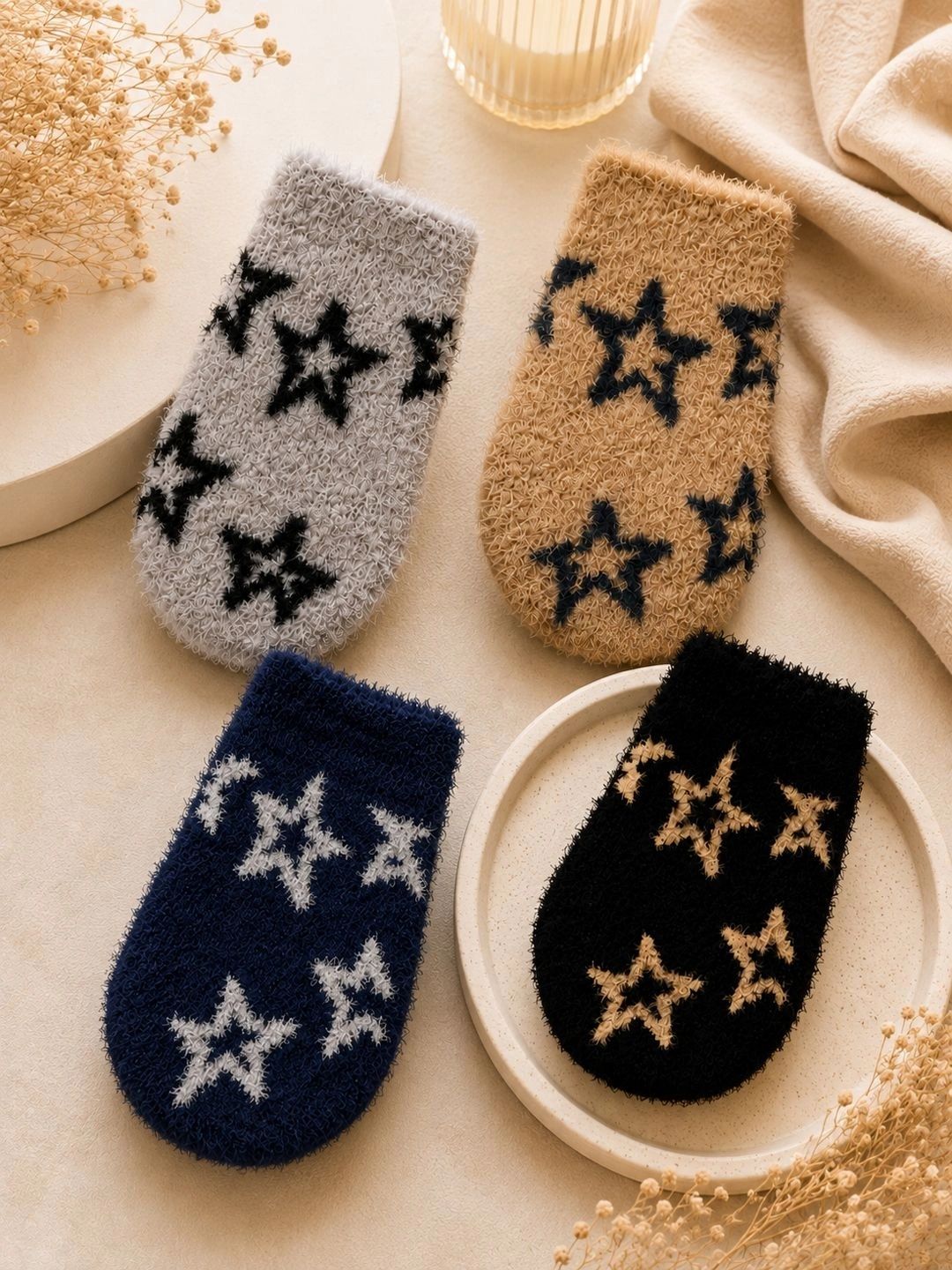CORTICA Unisex Kids Pack of 4 Wool Blend Assorted Patterned Ankle Length Socks-picture-44