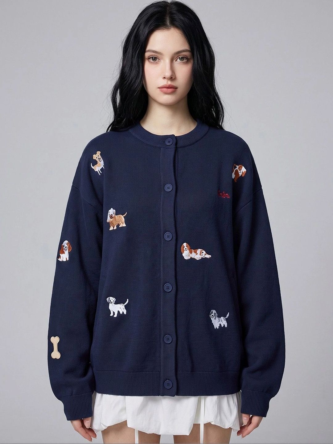 Suo Women Open Front Jacket with Embroidered-picture-44