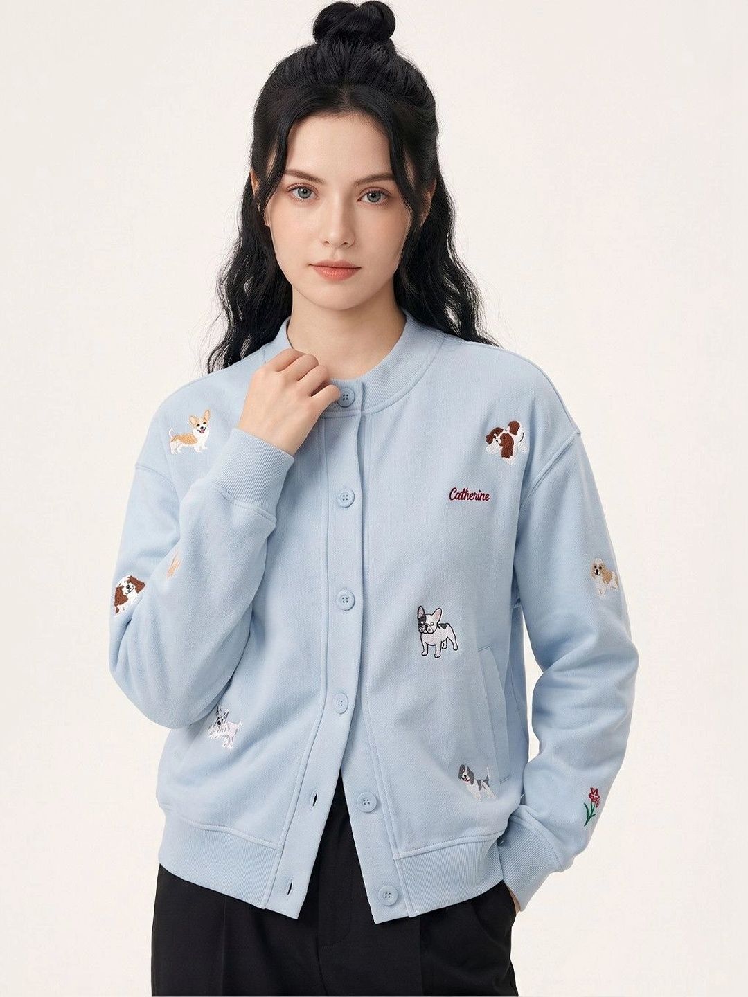 Suo Women Bomber with Embroidered Jacket-picture-18