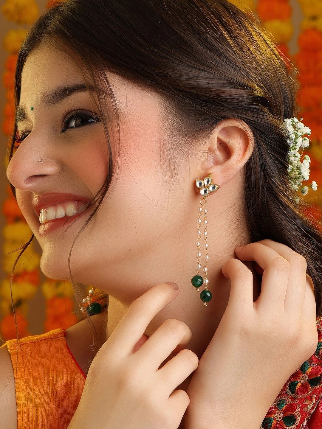 Ruby Raang Floral Drop Earrings-picture-56