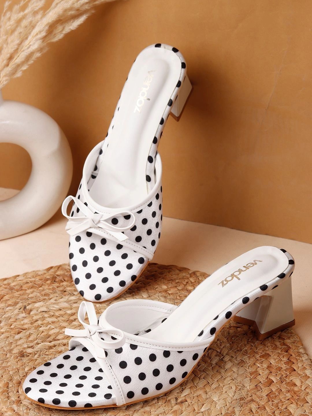 VENDOZ Printed Block Mules with Bows-picture-10