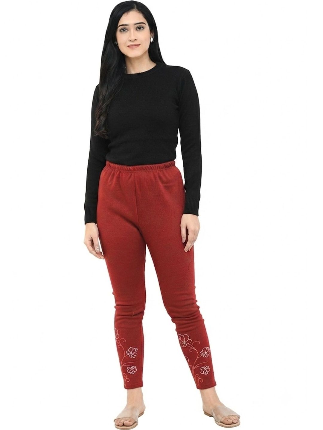 IndiWeaves Bottom Printed Woollen Warm Ankle Length Leggings-image-10