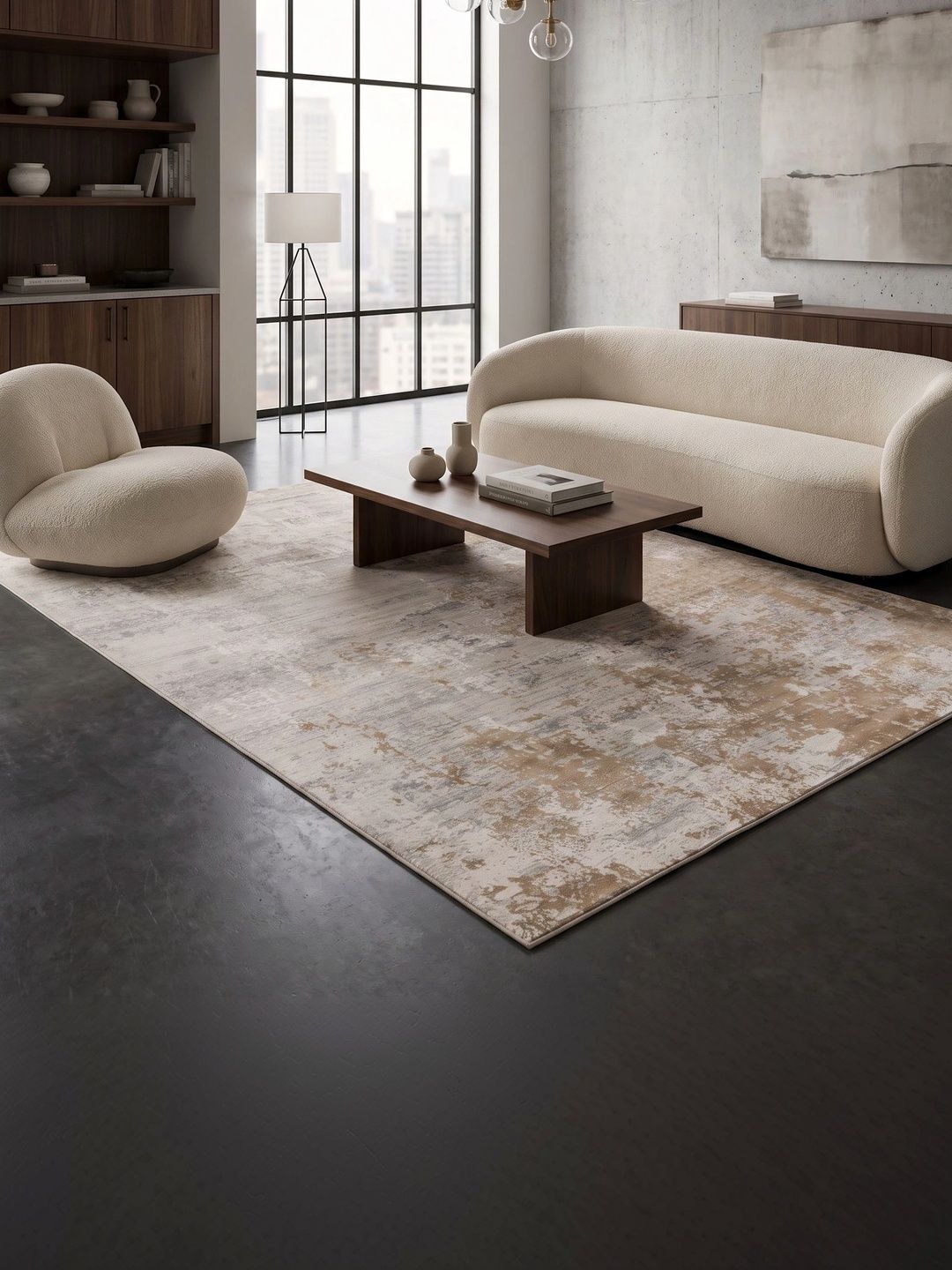ASTERLANE Grey Abstract Polyester Carpet-picture-28