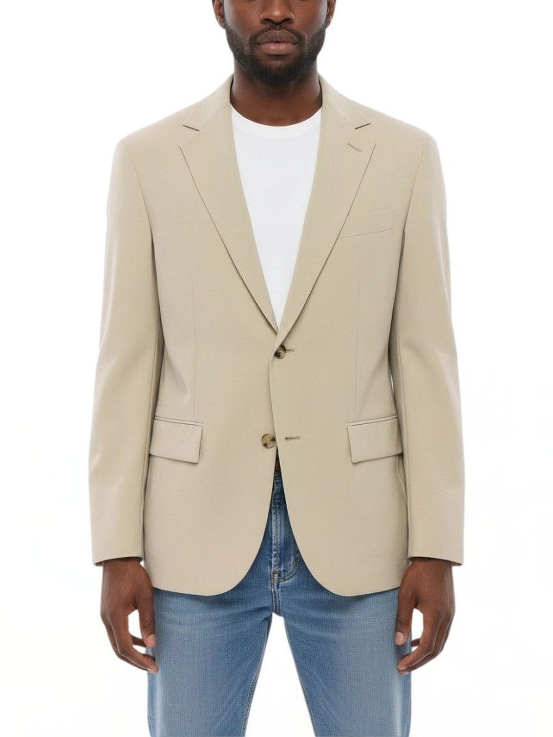 Corneliani Beige Solid Notched Lapel Blazer-picture-17