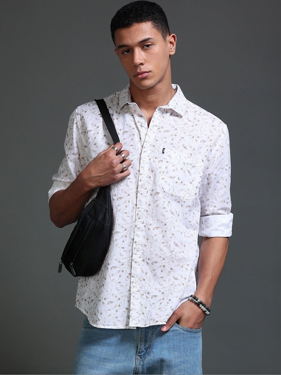 Rope Men Classic Slim Fit Floral Printed Casual Shirt-picture-43
