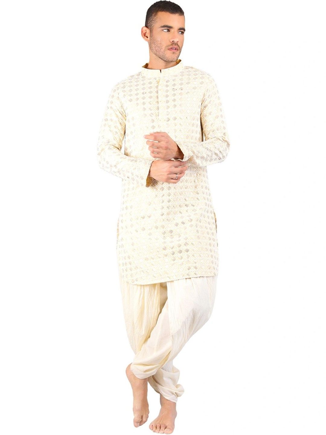 Satav Men Ethnic Motifs Regular Pure Cotton Kurta with Dhoti Pants-picture-23