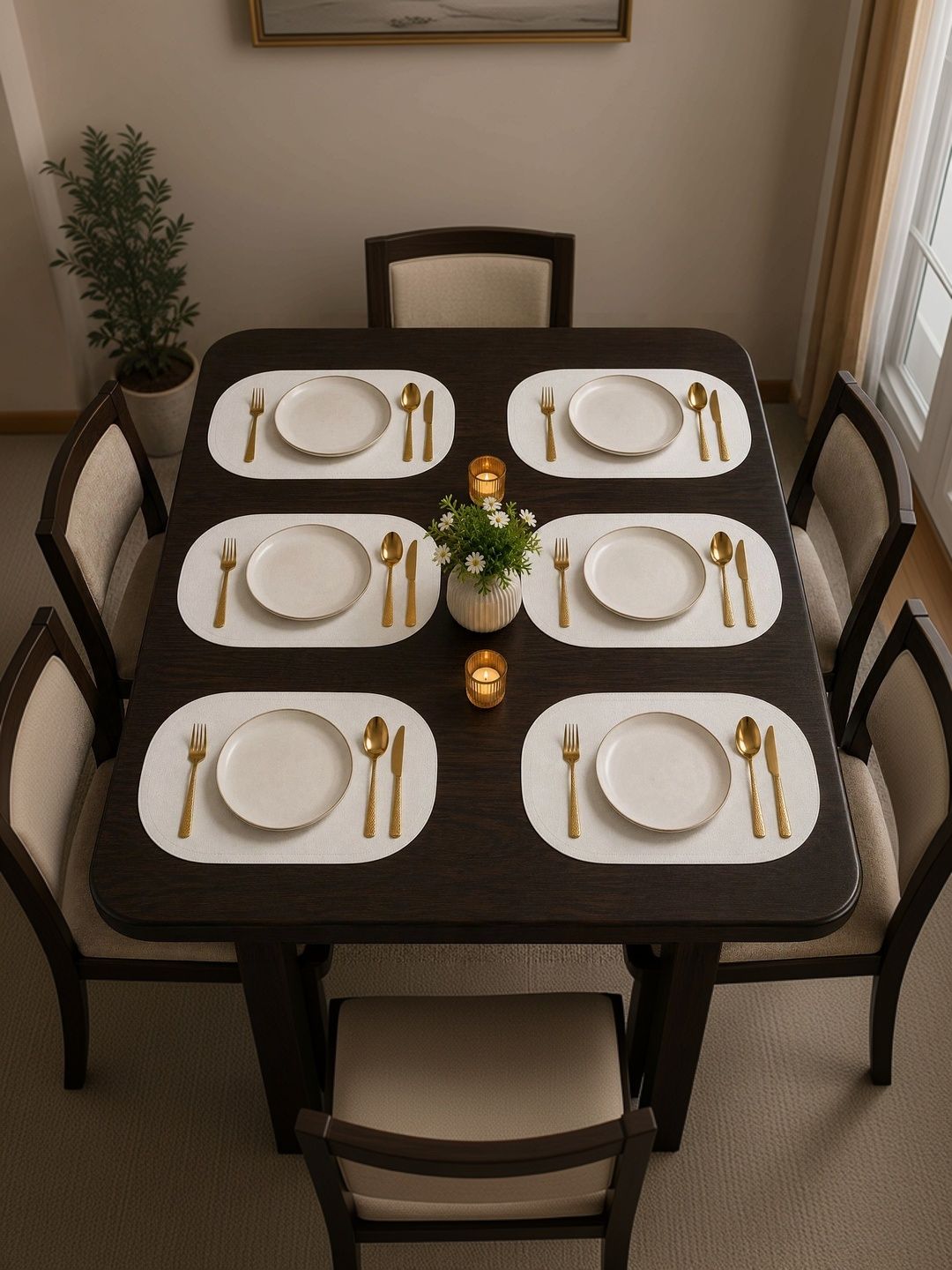 ORNATE Set Of 6 Off-White Textured Dining Table Placemats-picture-37