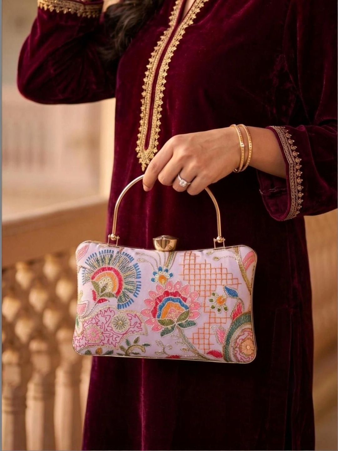 Nui Floral Embellished Structured Handheld Bag-picture-17