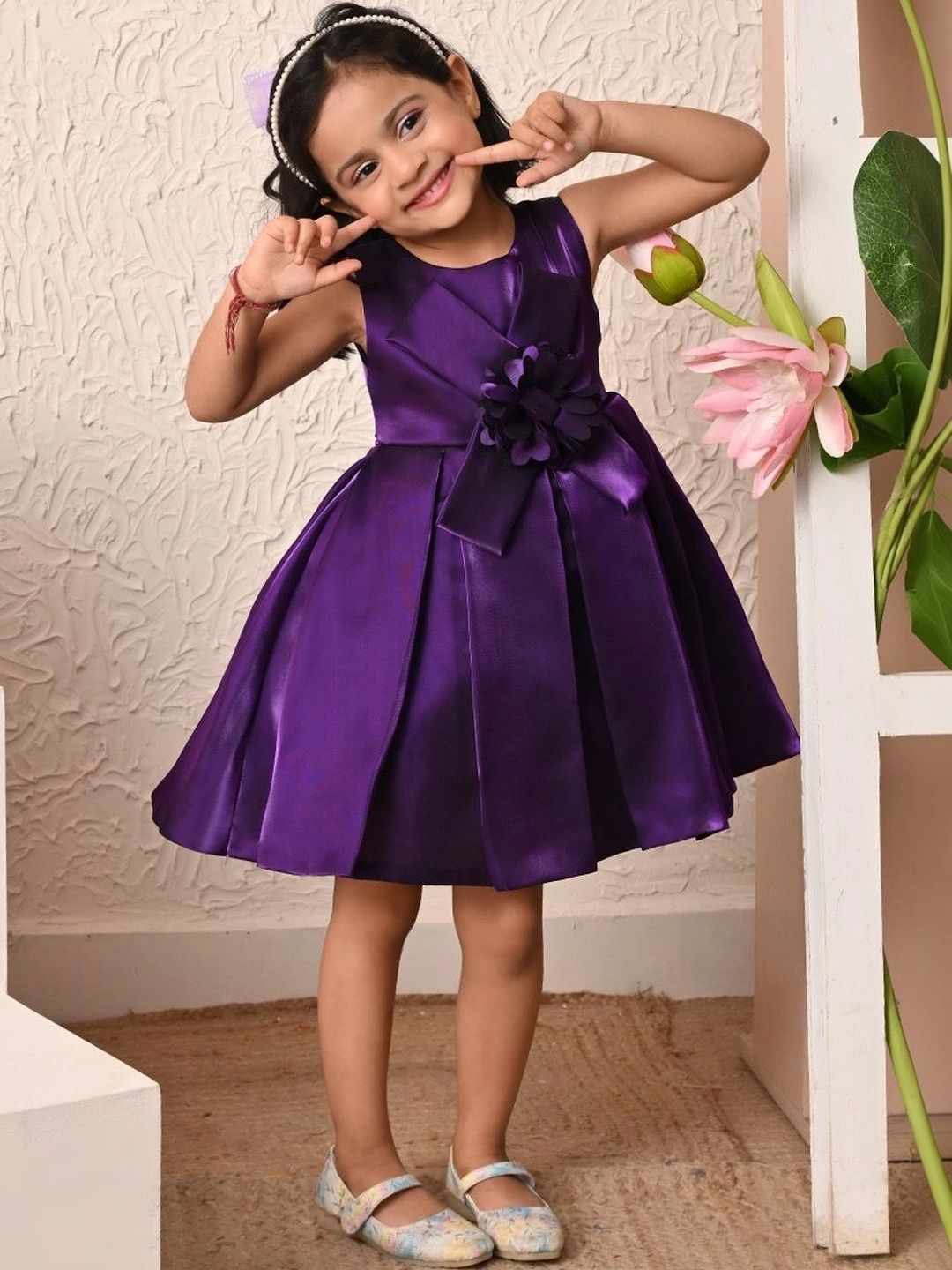 Blabber Satin A-Line Dress-image-38