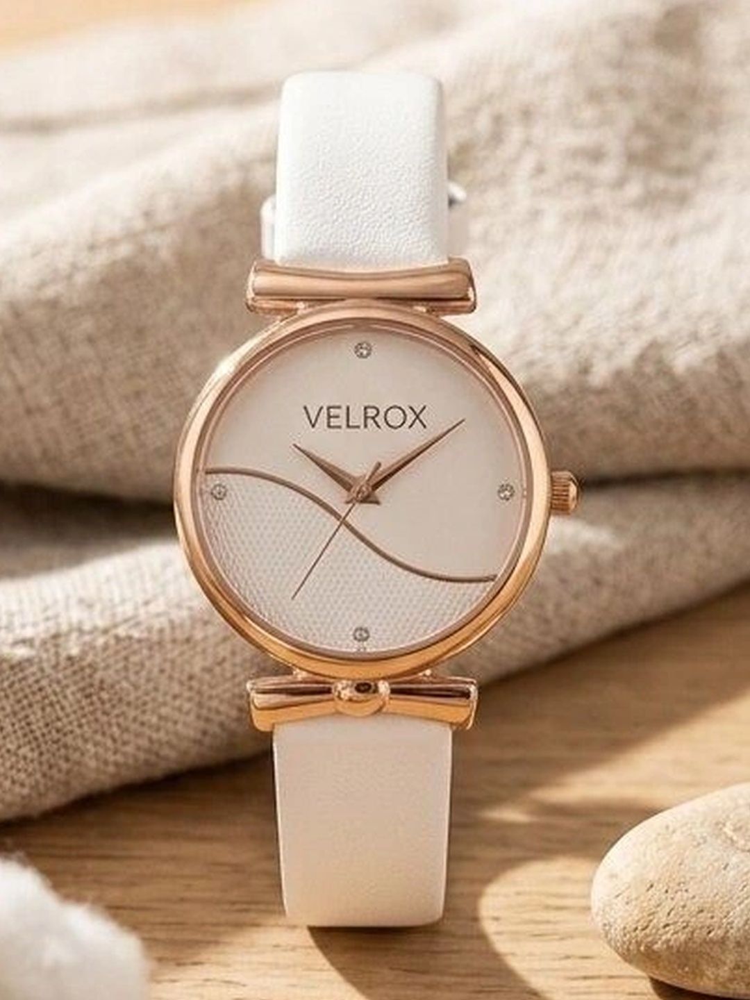VELROX Women Patterned Dial & Leather Straps Analogue Watch AJ04 R ROGEGOLD FULL WHITE LEATHER-image-19