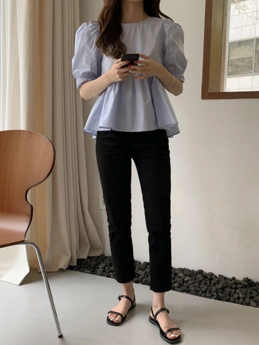 LULU & SKY Puff Sleeve Peplum Top-picture-17