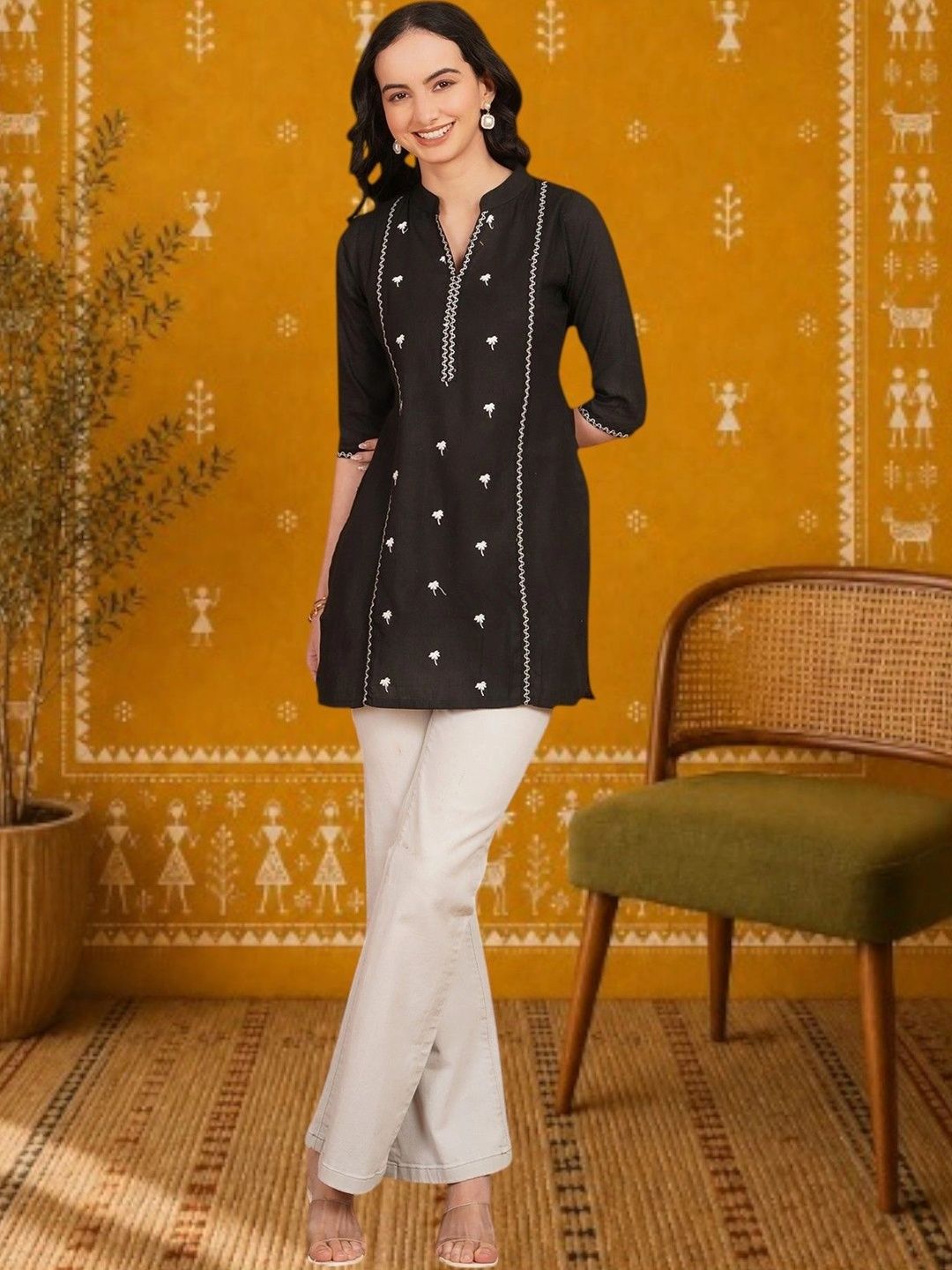 KALINI Embroidered Ethnic Cotton Blend Top-picture-39