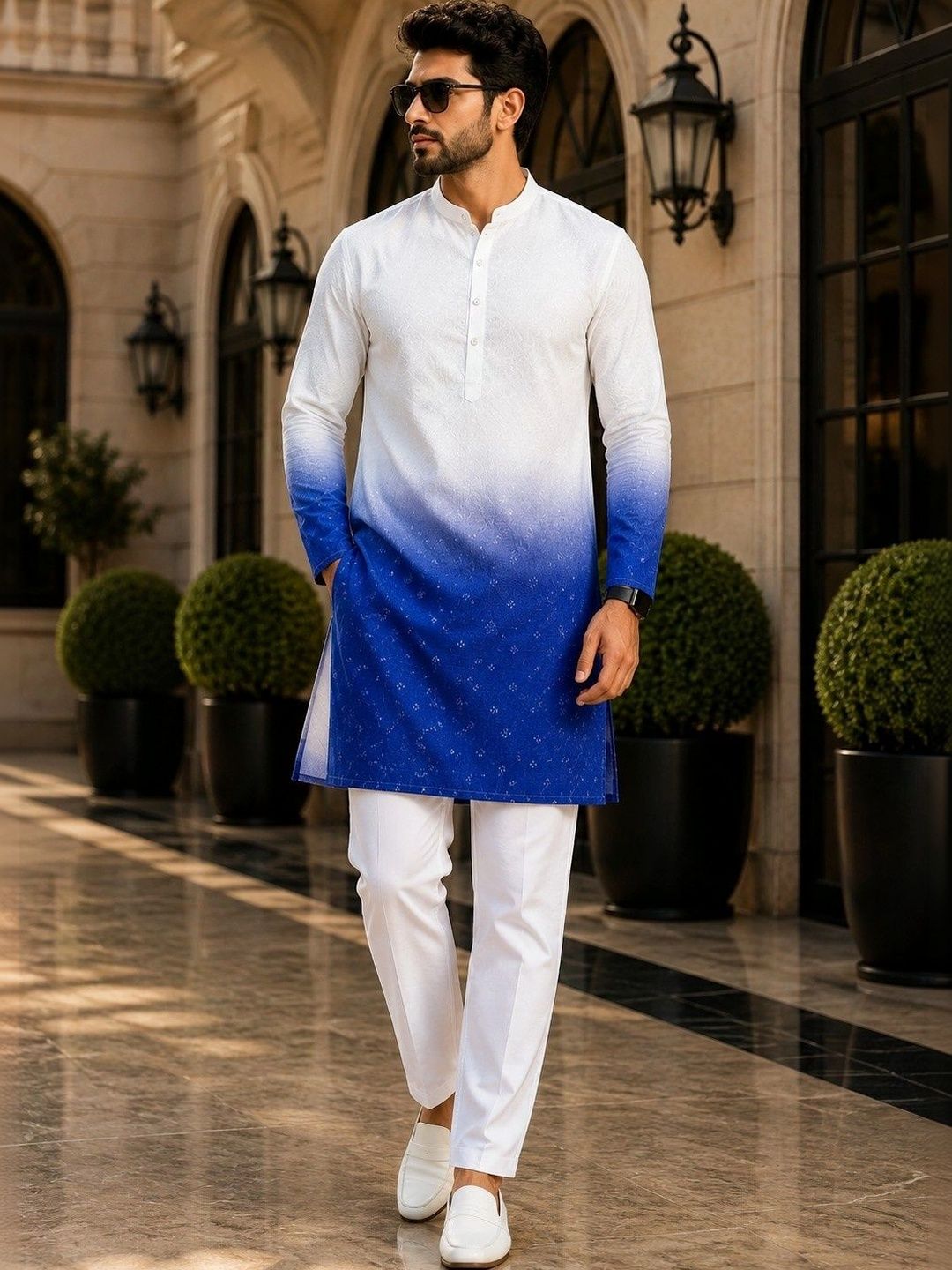 SKYWORRIX Men Ombre Regular Kurta with Trousers-picture-42