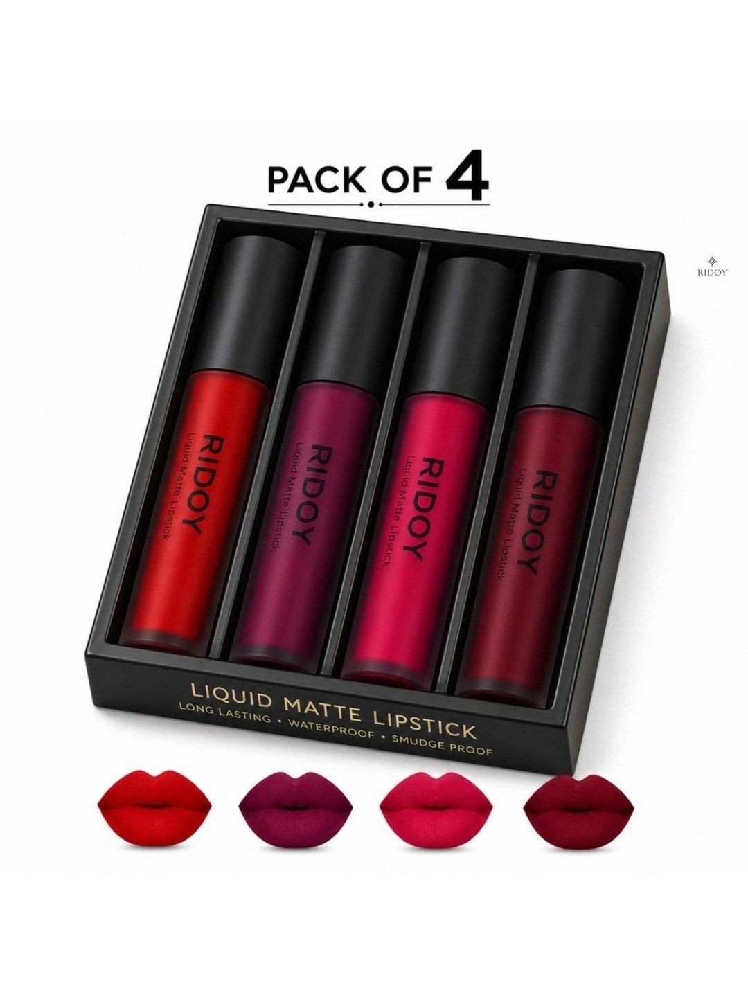 ridoy Set Of 4 Waterproof Liquid Matte Lipstick-3 ml Each - Classic Red-Berry Plum-picture-32