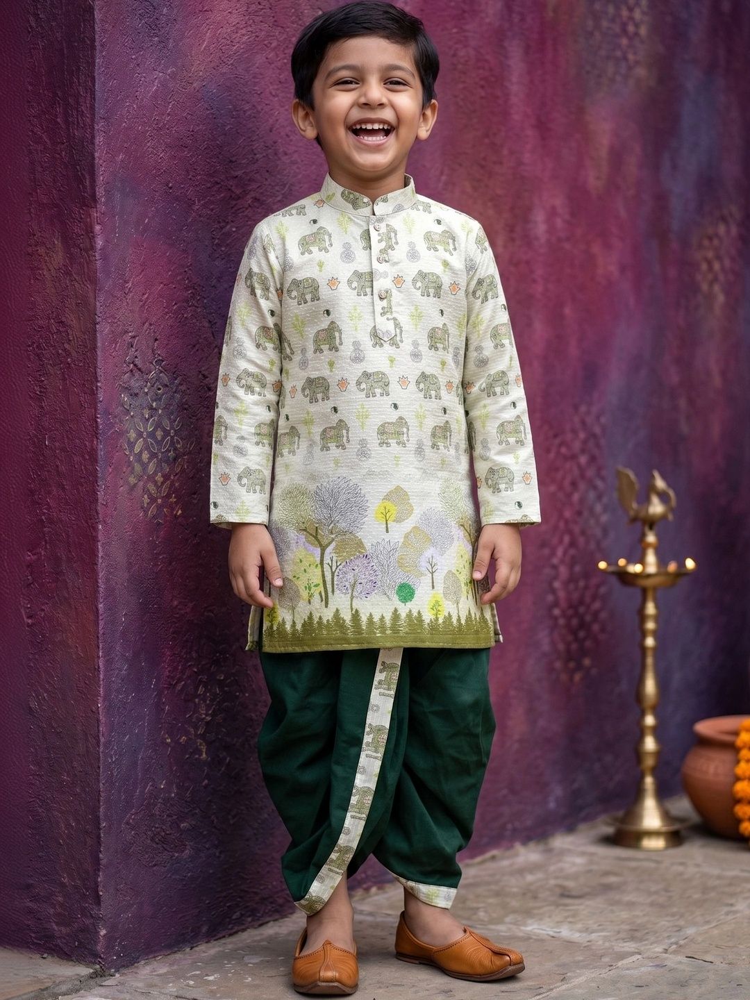HUMAN CHOICE Boys Ethnic Motifs Printed Regular Kurta with Dhoti Pants-picture-15
