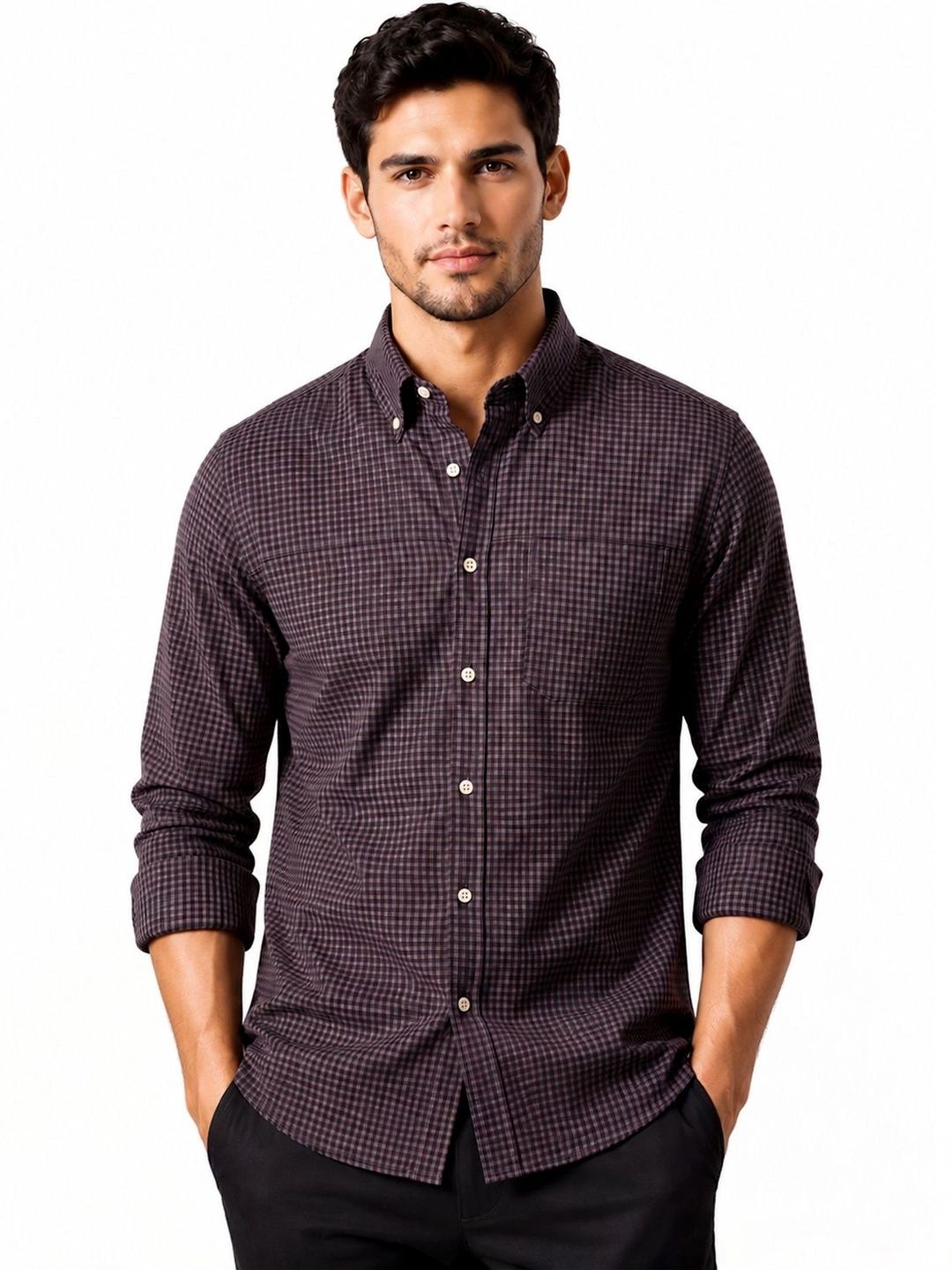 ADRO Men Standard Micro Checks Checked Casual Shirt-picture-19