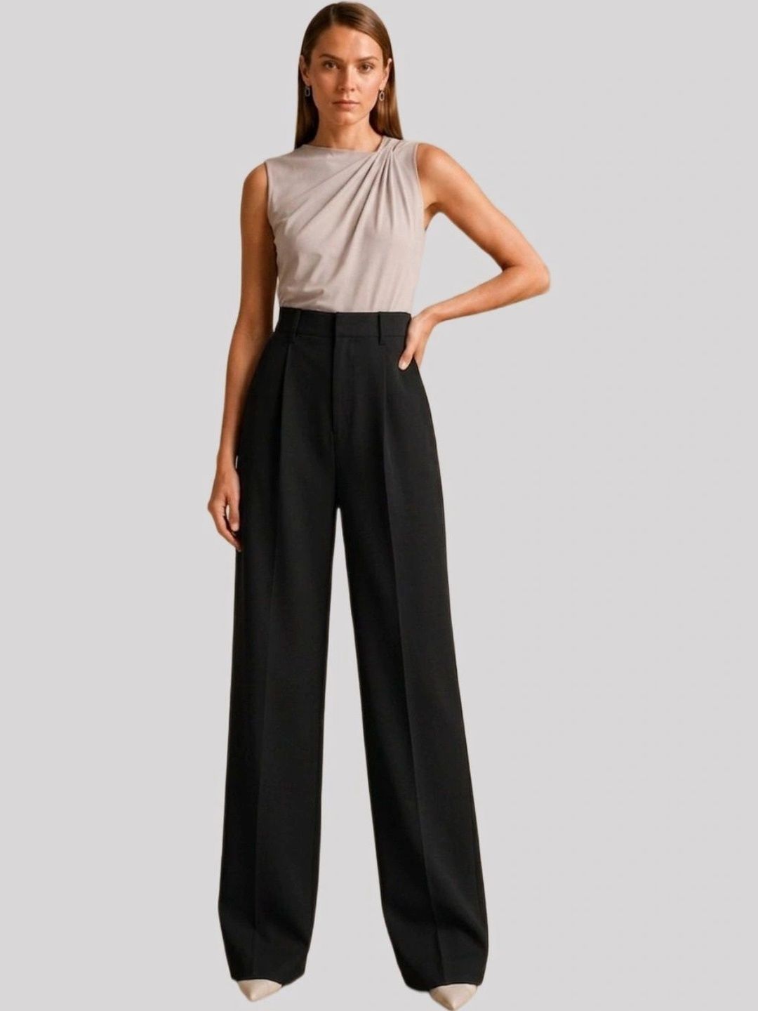 FNOCKS Women Loose Fit Pleated Trousers-image-9