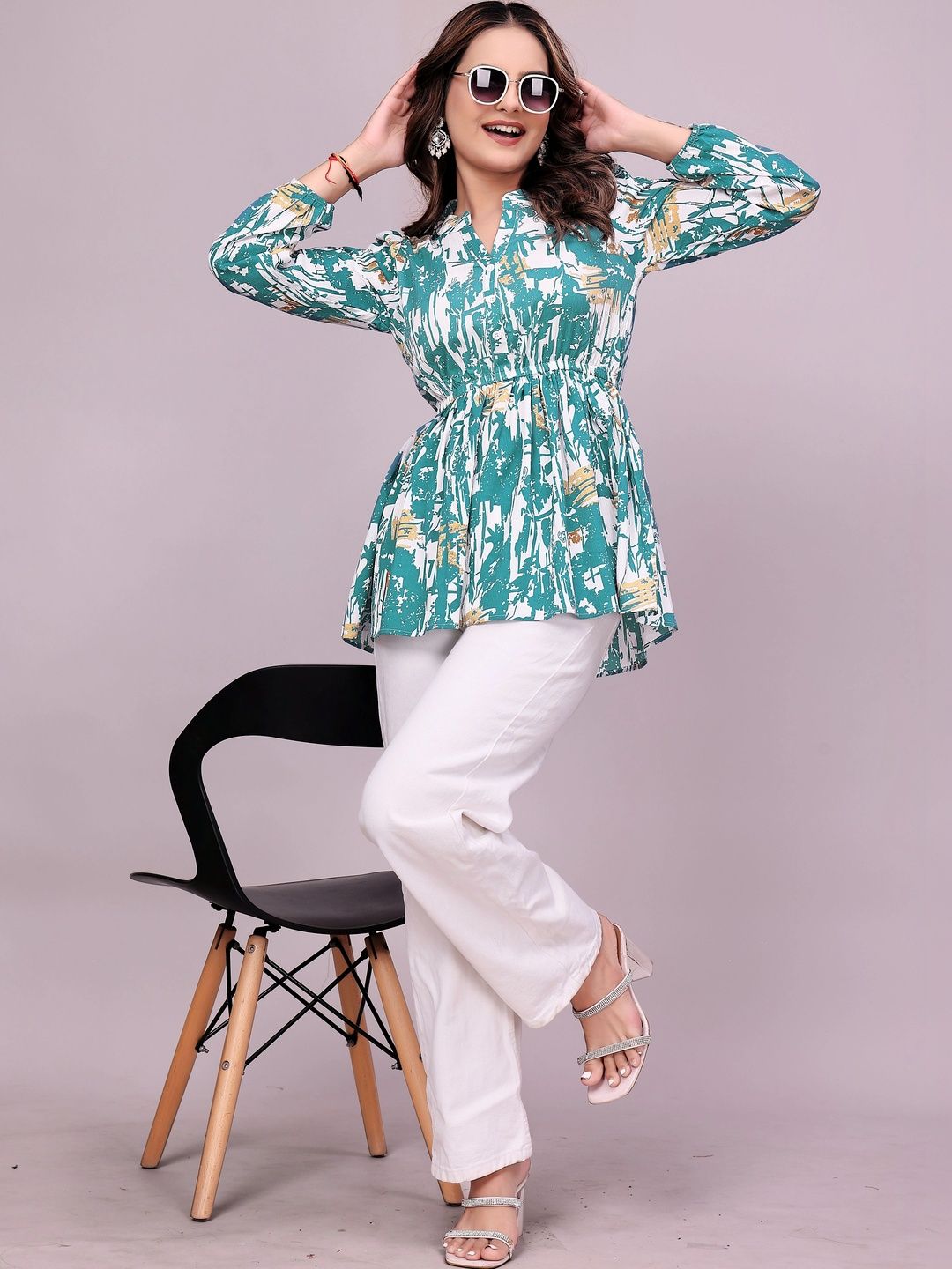 PRIYANSH CREATION Mandarin Collar Printed Tunic-picture-32