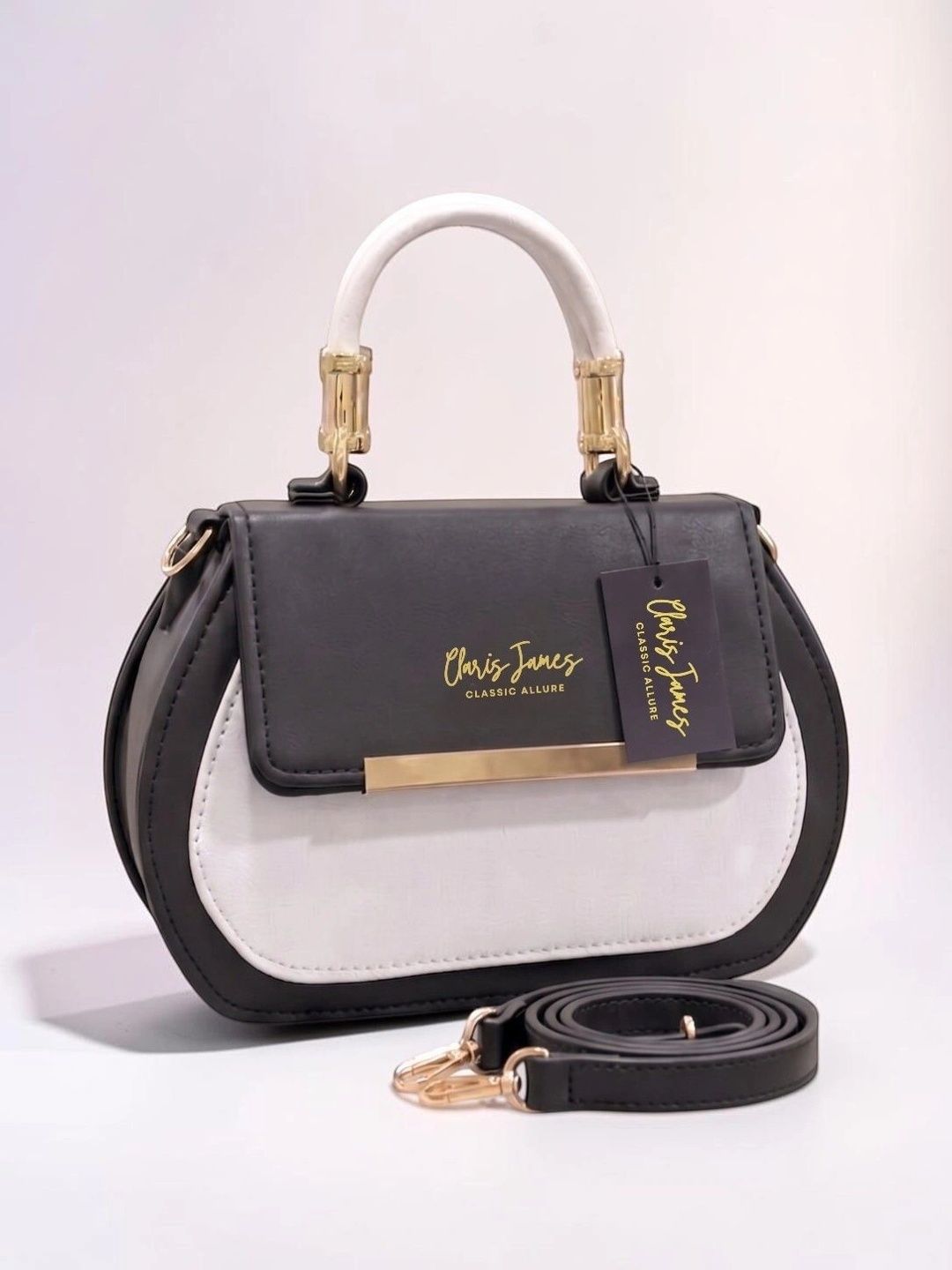 CLARIS JAMES Colourblocked PU Handheld Bag-picture-24