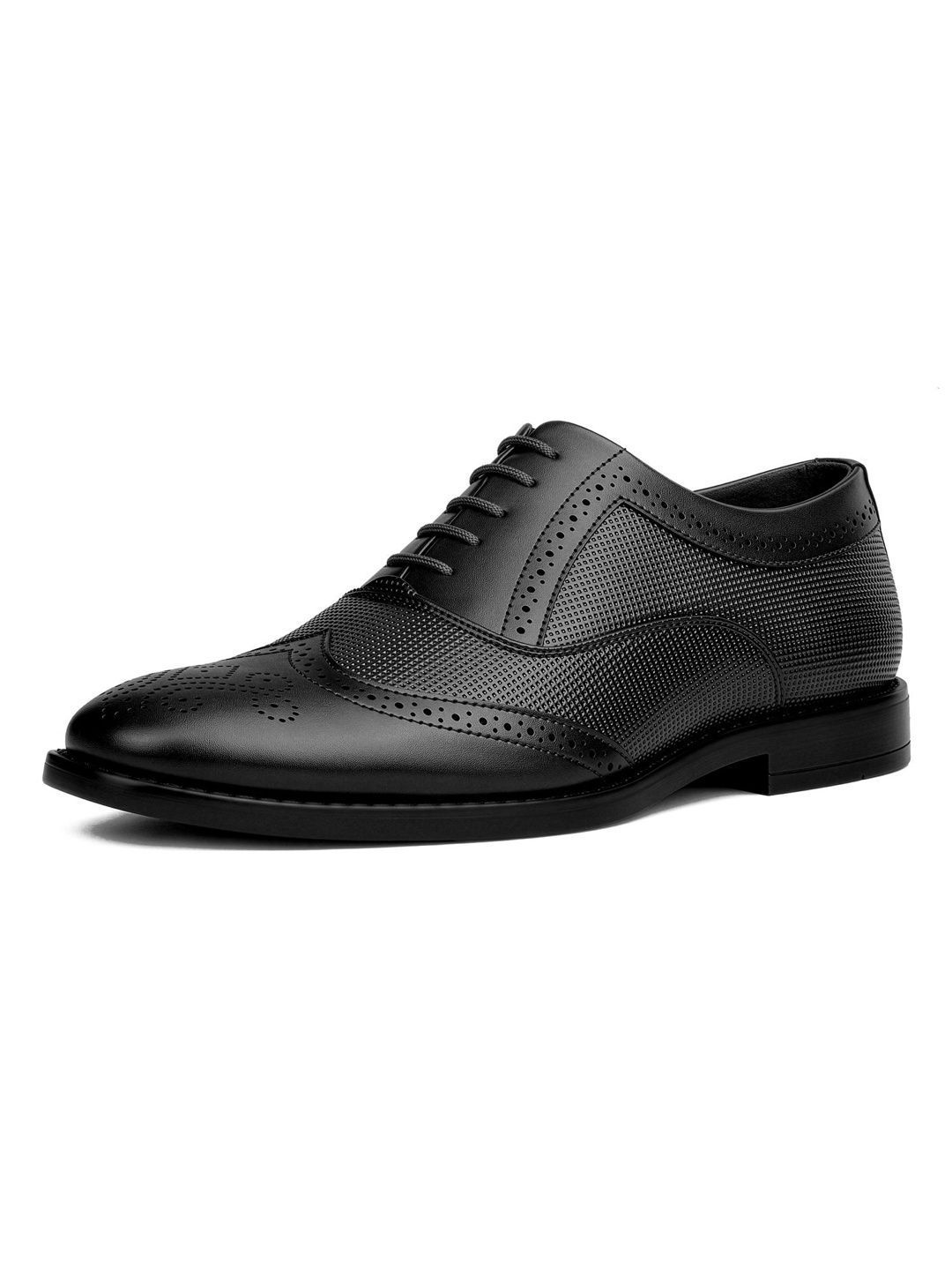LOUIS STITCH Men Textured Round Toe Lace-Ups Brogues Formal Shoes-picture-29